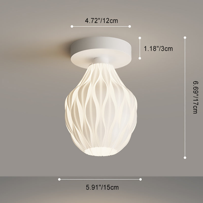 Design moderne minimaliste en fer avec ananas PE, plafonnier semi-encastré à 1 lumière pour salon 