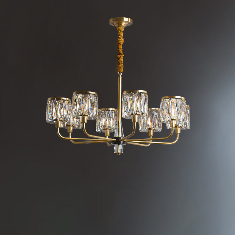 Lustre en cristal de cuivre de luxe contemporain avec 6/8/10/15/21 lumières pour chambre 