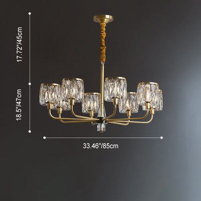 Lustre en cristal de cuivre de luxe contemporain avec 6/8/10/15/21 lumières pour chambre 