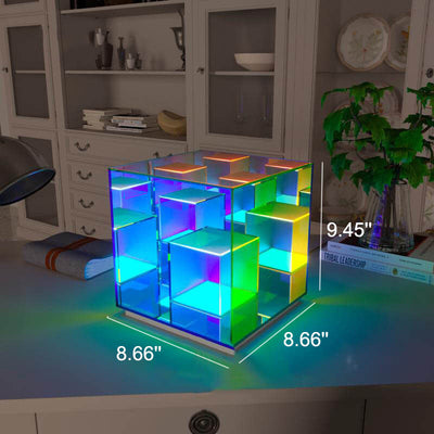 Moderne Rubik's Cube LED-Tischlampe aus Acryl 