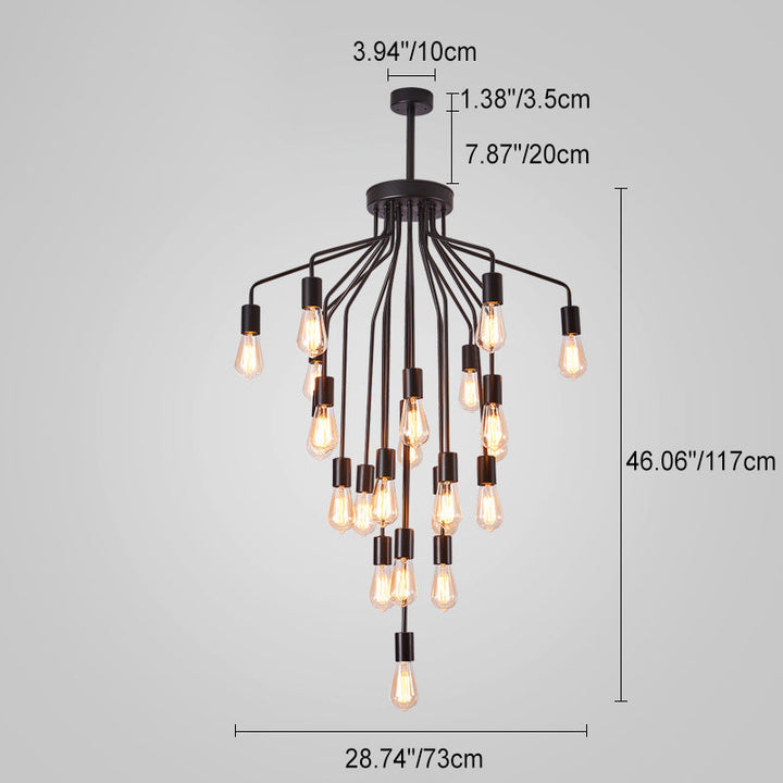Traditioneller Vintage-Kronleuchter mit Eisenzweig und Glasschirm, 16/22 Lichter, für Wohnzimmer 