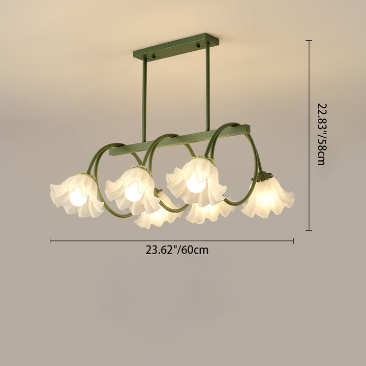 Moderne minimalistische Creme Blume Eisen Glas 6/8 Licht Insel Licht Kronleuchter für Esszimmer 