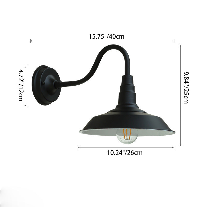 Traditional Vintage Iron Round Shade 1-Light Wall Sconce Lamp For Dining Room
