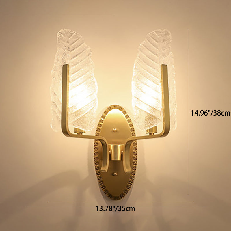 Zeitgenössische Luxus Kupfer Glas Lassen Banana Leaf 1/2 Licht Wand Leuchte Lampe Für Wohnzimmer