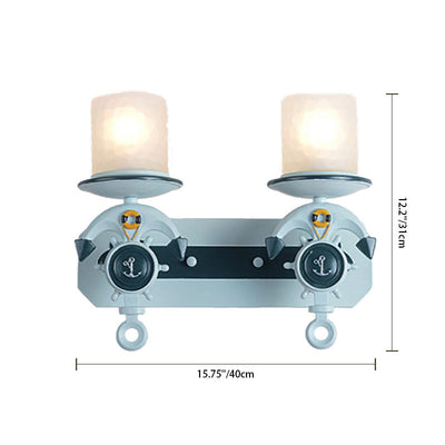 Aplique de pared de ancla de barco de hierro resina nórdica mediterránea de 1/2 luces 