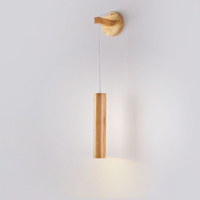 Nordic Modern Minimalist Long Strip Rubber Wood LED Wall Sconce Lamp