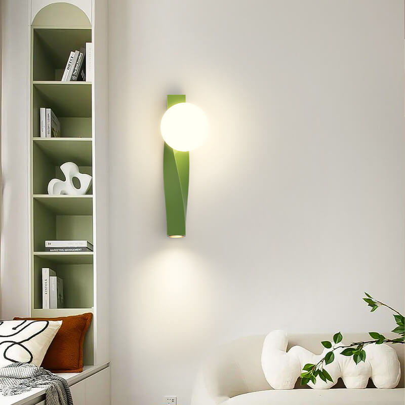 Applique Murale Sphère Longue 1-Lumière en Plastique Style Crème Minimaliste Nordique 