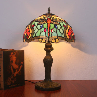 Tiffany Creative Alloy Colored Dragonfly Peach Heart 1-Light Table Lamp