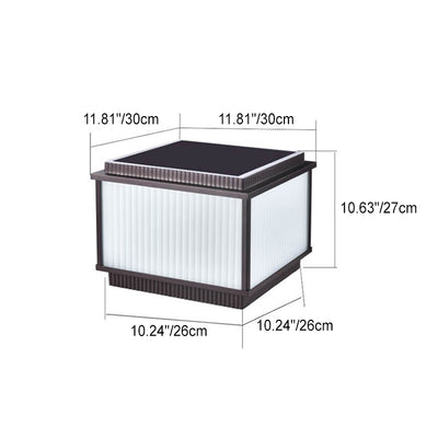 Moderno Minimalista Solar Rectangular de Aluminio Vidrio 1-Luz Poste Cabeza Luz Para Patio Exterior 