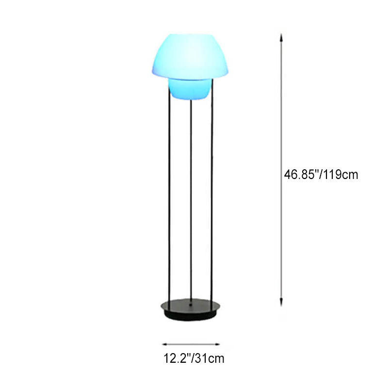 Modern Simplicity Solar Iron Frame Mushroom LED Standing Floor Lamp For Outdoor Patio