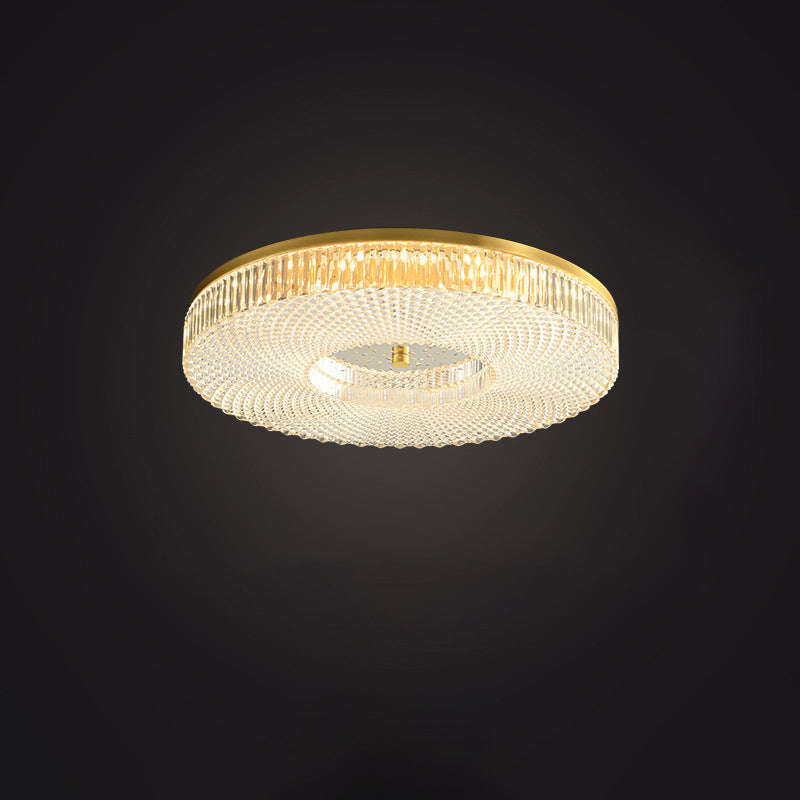 Zeitgenössische Luxus Runde Kupfer Acryl LED Unterputz Deckenleuchte für Wohnzimmer 