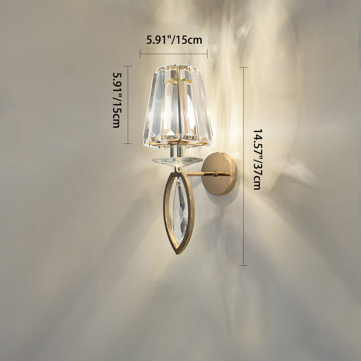 Modern Luxury Metal Iron Stainless Steel Crystal Ball Cylinder 1-Light Wall Sconce Lamp For Bedside