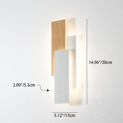 مصباح حائط LED مستطيل هندسي بسيط بحبيبات الخشب الحديثة 
