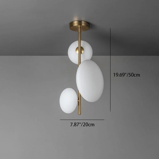 Moderner minimalistischer Messing-Glas-Kugel 3-Licht Kronleuchter 