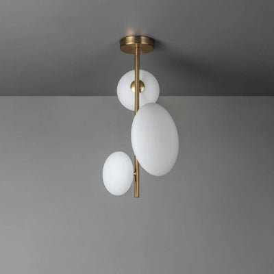 Modern Minimalist Brass Glass Ball 3-Light Chandelier