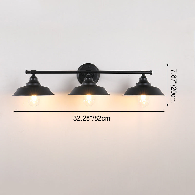Zeitgenössische industrielle runde Eisen 2/3 Licht Wandleuchte Lampe für Badezimmer 