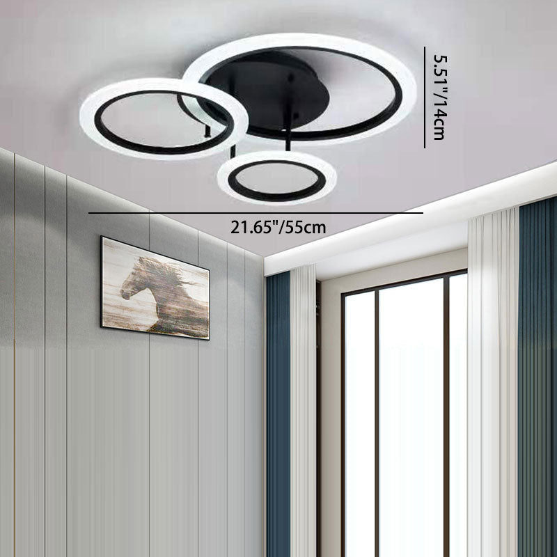 Moderne minimalistische Kombination runder Kreis Hardware Acryl LED Semi-Flush Mount Deckenleuchte für Wohnzimmer 