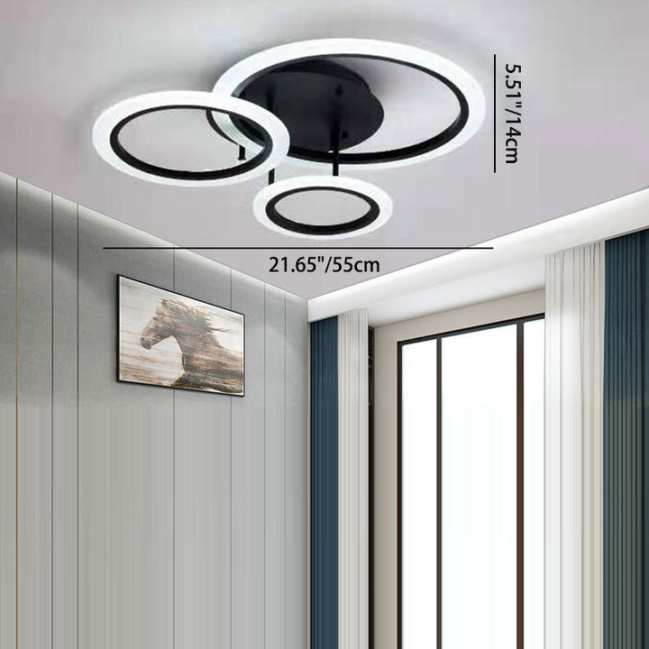 Moderne minimalistische Kombination runder Kreis Hardware Acryl LED Semi-Flush Mount Deckenleuchte für Wohnzimmer 