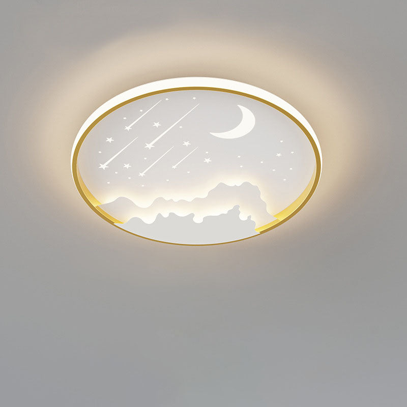 Luz de techo LED empotrada redonda de hierro de simplicidad moderna para dormitorio infantil 