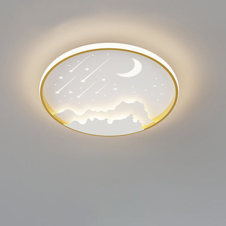 Luz de techo LED empotrada redonda de hierro de simplicidad moderna para dormitorio infantil 