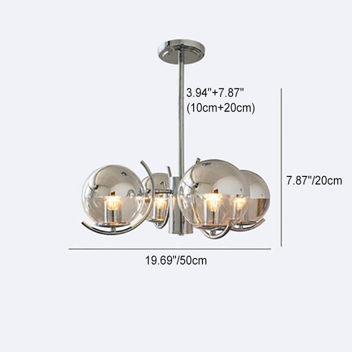 Chandelier Moderne Minimaliste Multi-Orb en Fer et Verre 3/4/5 Lumières pour Salon 