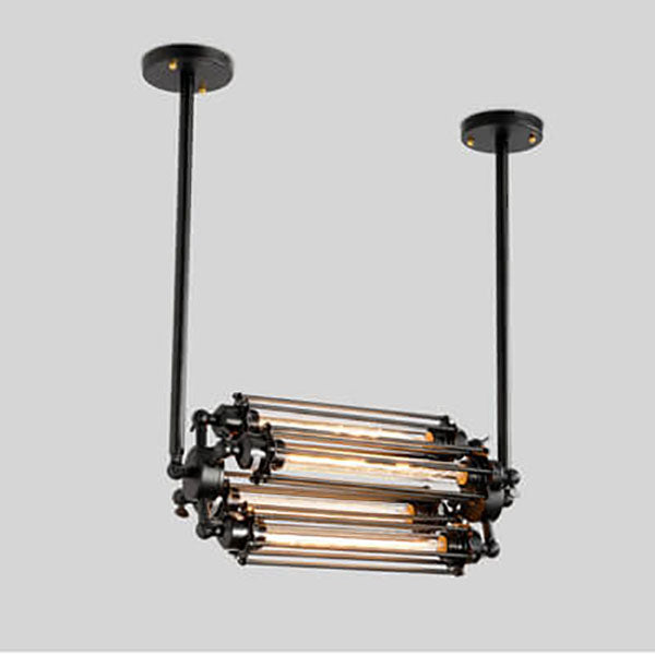 Retro Industrial Long 4-Light Island Light Chandelier