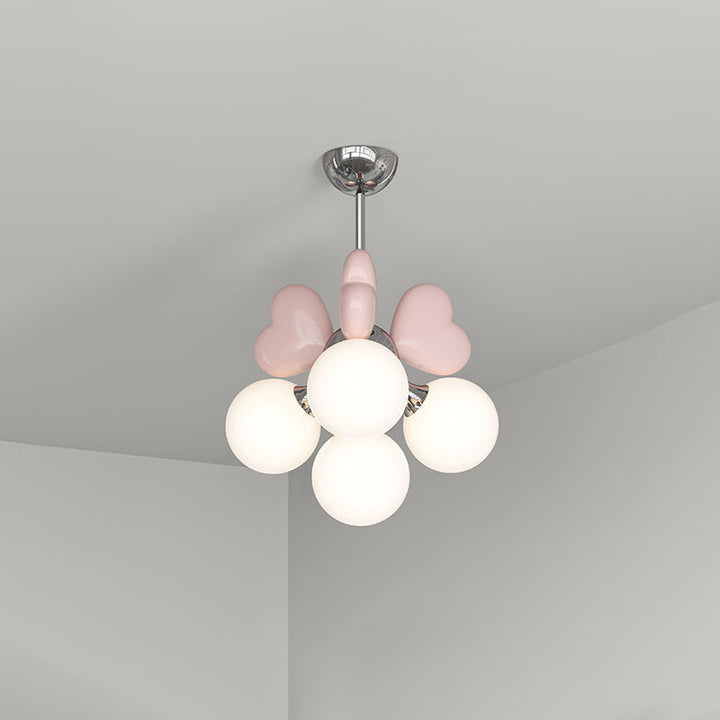 Moderne minimalistische Creme Orb Herz Hardware Harz PE 4/6 Licht Kronleuchter für Wohnzimmer 