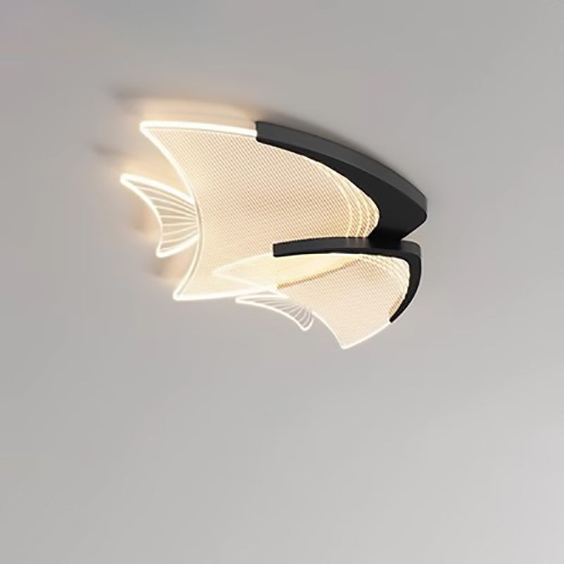 Modern Art Deco Fish Acrylic Aluminum LED Flush Mount Ceiling Light For Bedroom