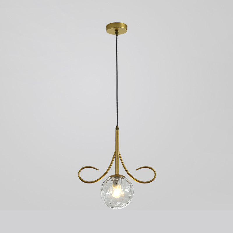 Lustre suspendu à 1 lumière en fer avec abat-jour en verre moderne et luxueux pour salon 