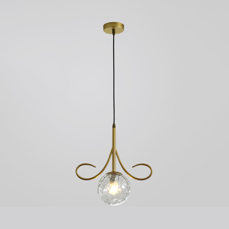 Suspension lumineuse à 1 ampoule en verre et fer avec barbe nordique contemporaine pour chambre 