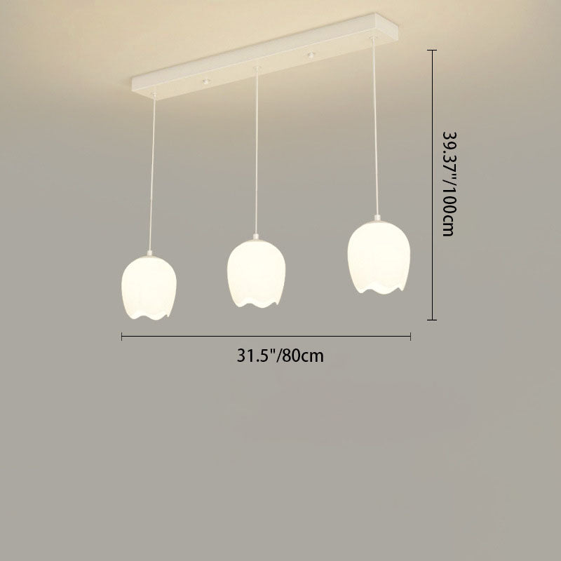 Moderner minimalistischer floraler Eisen-Glas-3-Licht-Insel-Leuchter für das Esszimmer 