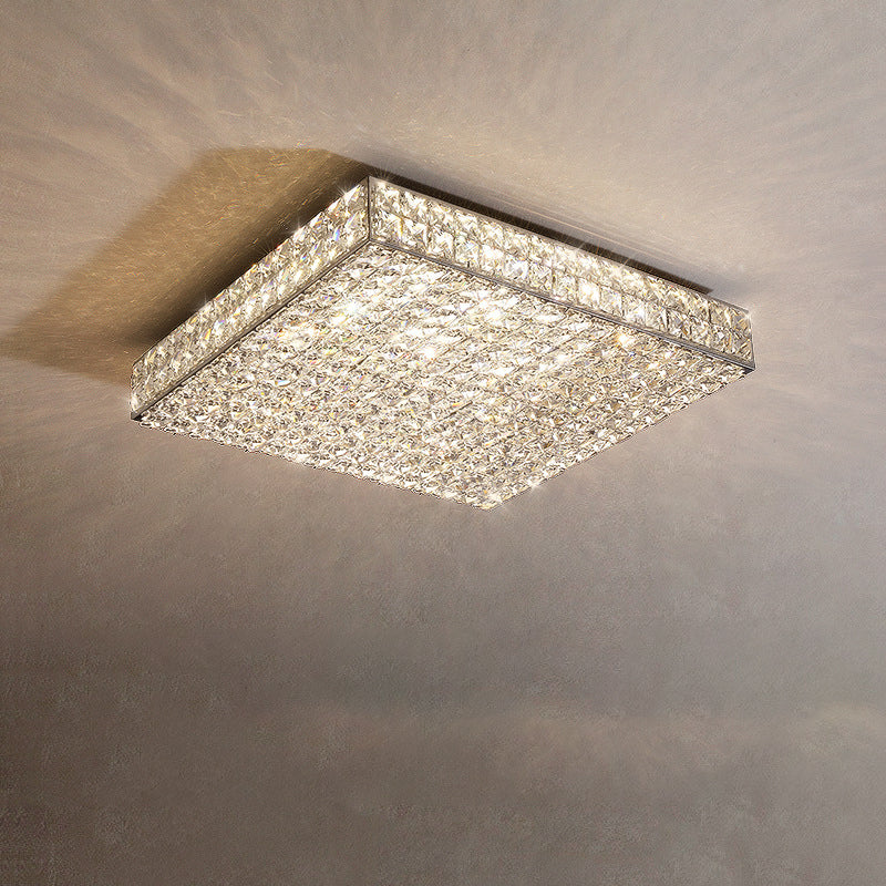 Moderne Luxus Edelstahl Kristall Quadrat Rechteckigen Würfel LED Unterputz Deckenleuchte Für Wohnzimmer 