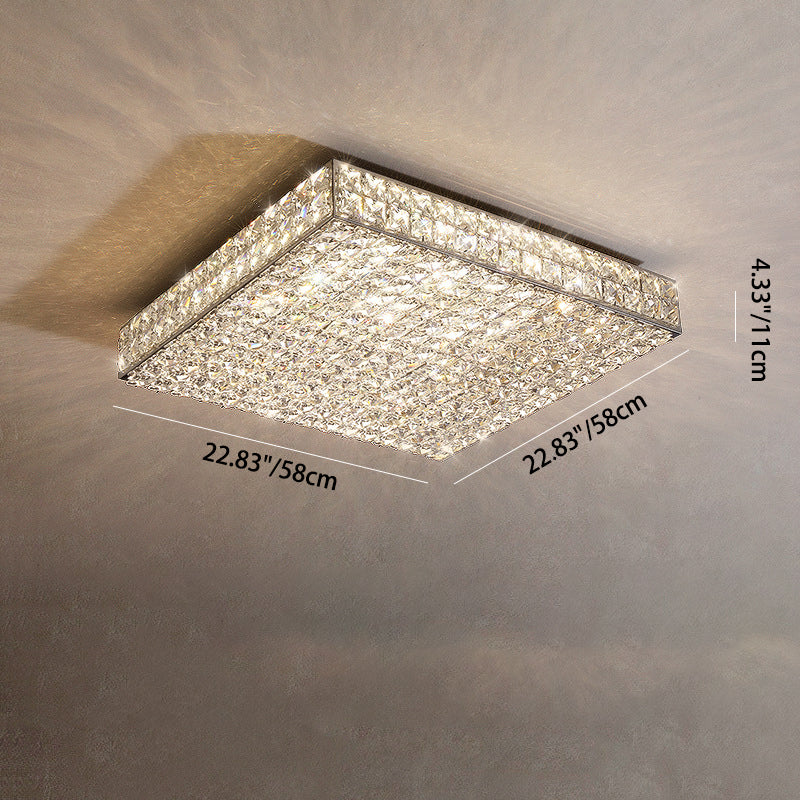 Moderne Luxus Edelstahl Kristall Quadrat Rechteckigen Würfel LED Unterputz Deckenleuchte Für Wohnzimmer 