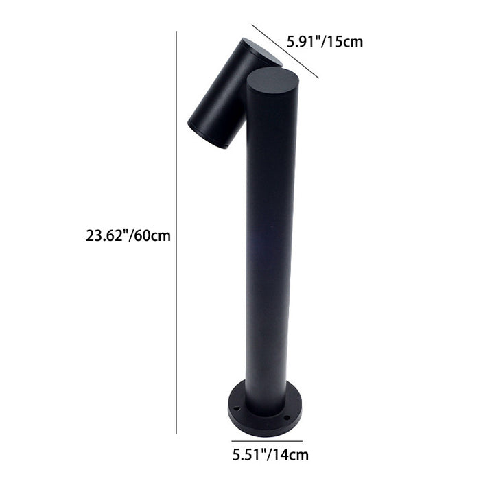 Lumière de jardin extérieure LED en aluminium avec cylindre rond rotatif minimaliste moderne en verre trempé 