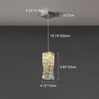 Lustre à LED en acier inoxydable de luxe contemporain avec pierres en cristal pour salon 