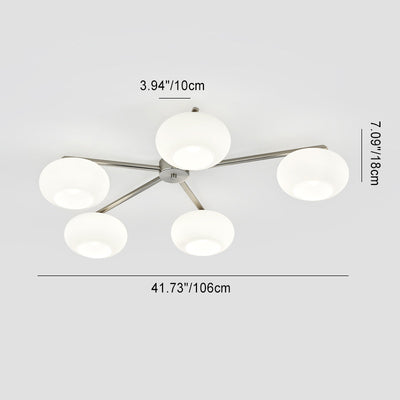 Moderne Mid-Century Eisen Glas Oval Shade 5-Licht Semi-Flush Mount Deckenleuchte Für Wohnzimmer 