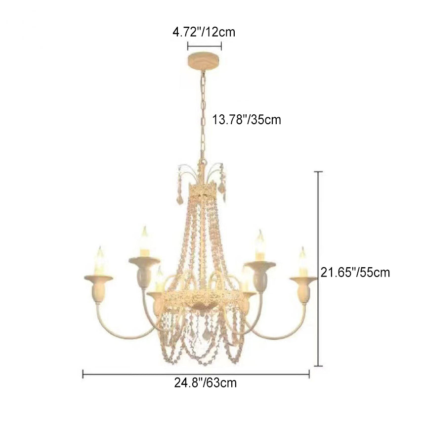 Candelabro Moderno Shabby Chic de Hierro con Cristales de 4/5/6/8 Luces para Sala de Estar 