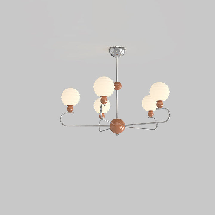Chandelier contemporain nordique avec abat-jour en verre en forme de haricot magique et cadre en fer à 5/8 lumières pour salon 