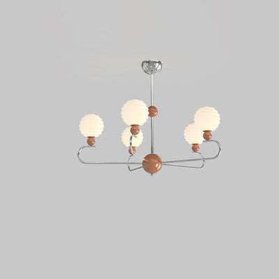Zeitgenössischer nordischer Wabenball Magic Bean Glasschirm Eisenrahmen 5/8-Licht Kronleuchter für Wohnzimmer 