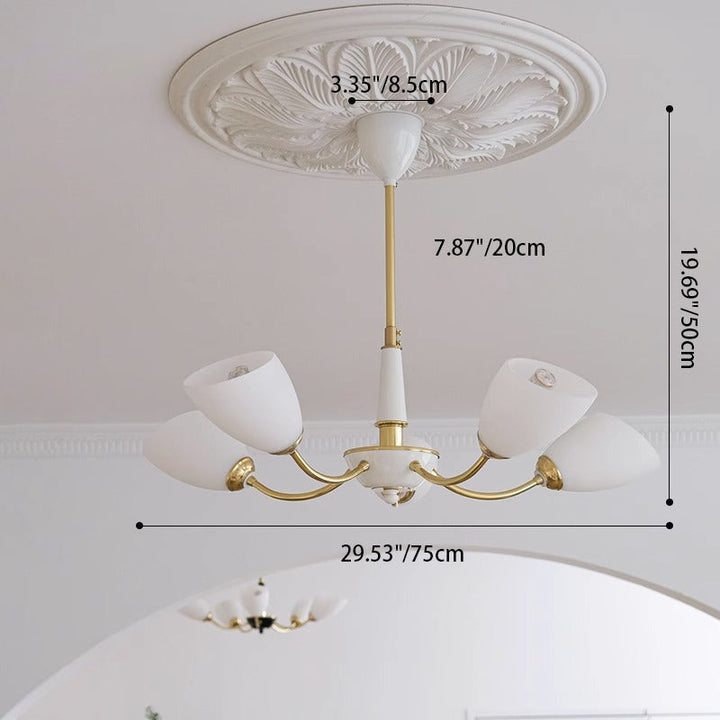 Zeitgenössische Vintage Creme Zweig Blume Messing Glas 3/5/8 Licht Kronleuchter Für Wohnzimmer 