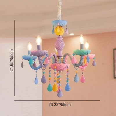 Modern Children's Princess Macaroon Candelabra Crystal Glass 5/6/8/10/12/15 Light Chandelier