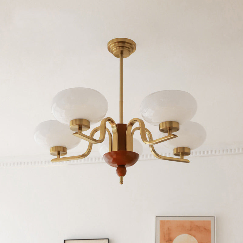 Traditional Vintage Metal Glass Oval Round 3/5 Light Chandeliers For Living Room