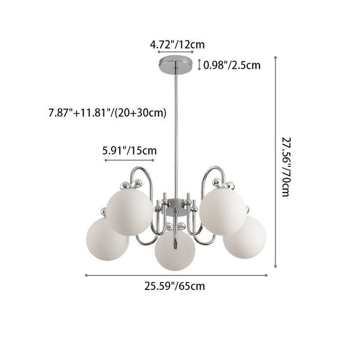 Lustre scandinave contemporain avec tige incurvée en fer et verre, 3/5/6 lumières, pour salon 