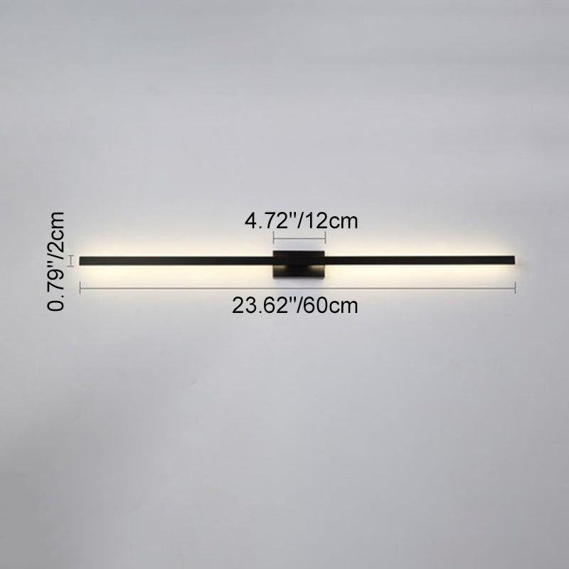 Nordic Minimalist Black Linear LED Mirror Front Light Wall Sconce Lamps