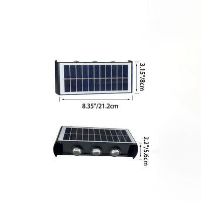 مصباح حائطي LED مستطيل مقاوم للماء من ABS PMMA بتصميم عصري بسيط للطاقة الشمسية للفناء الخارجي 