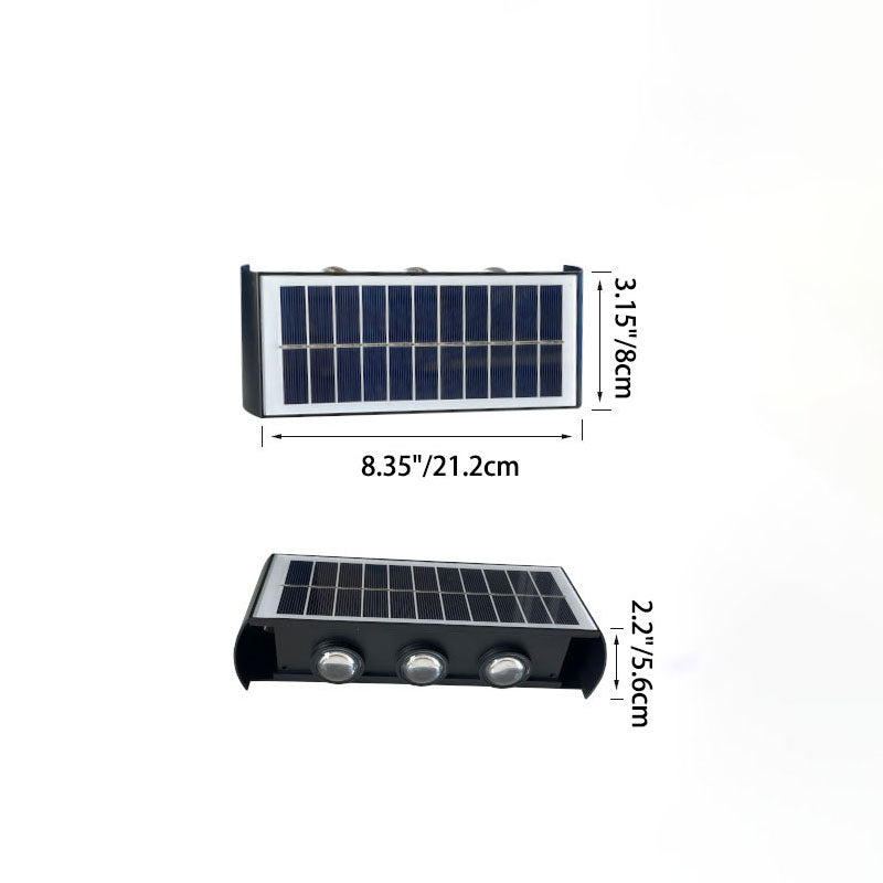 مصباح حائطي LED مستطيل مقاوم للماء من ABS PMMA بتصميم عصري بسيط للطاقة الشمسية للفناء الخارجي 