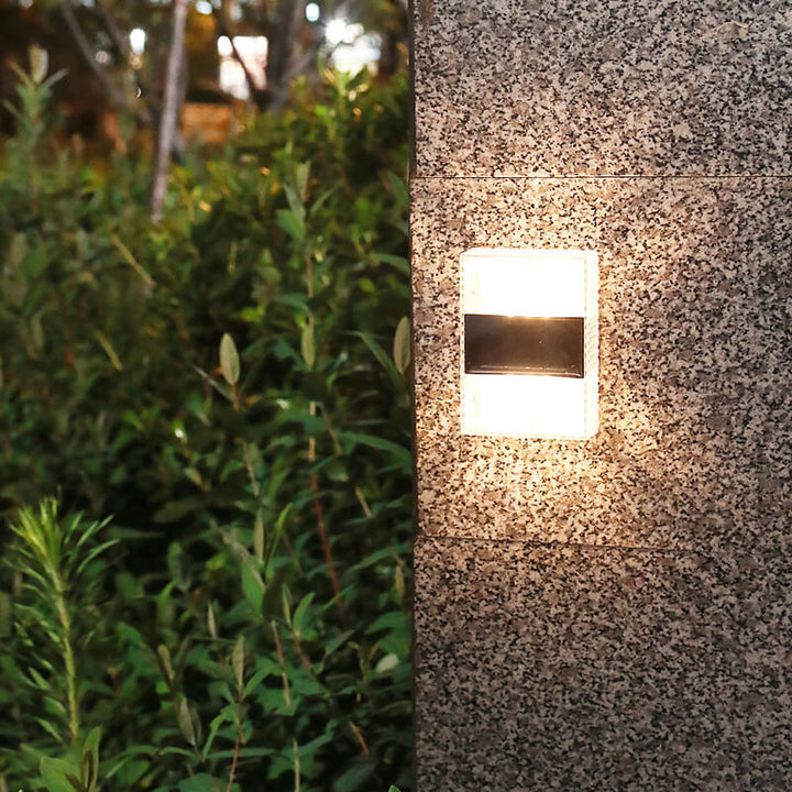 Modern Solar Powered Up And Down Illuminated Outdoor LED Wall Sconce Lamp