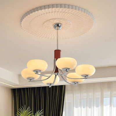 Traditional French Iron Glass Round Shape 3/6-Light Chandelier For Living Room