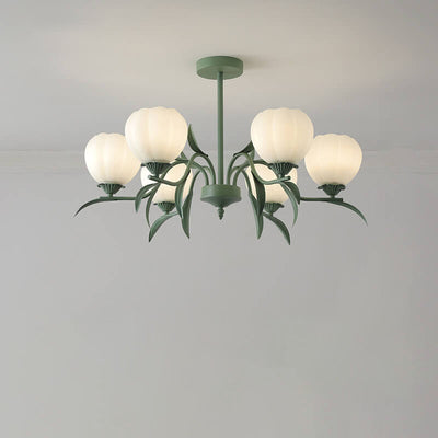 Contemporary Creative Iron Glass Flower Shape 3/6/8/10-Light Chandelier For Living Room