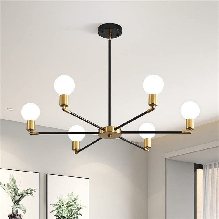 Lustre Moderne Minimaliste Rond en Fer à 6 Lumières pour Salon 